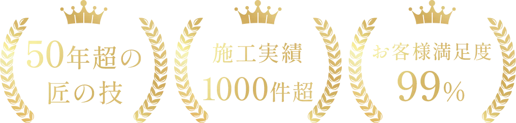 50年超の匠の伎、施工実績1000件超、お客様満足度99%